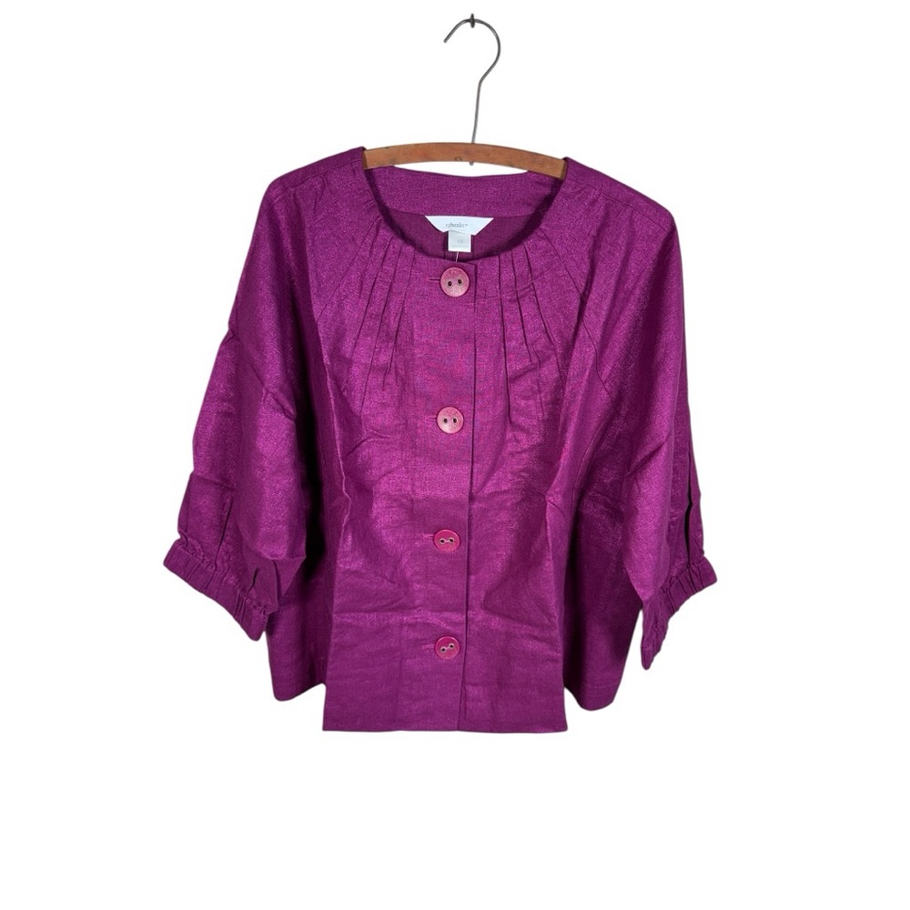 CJ Banks Magenta‎ Button-Up Blouse